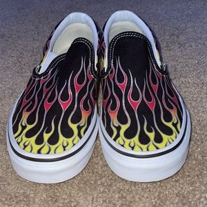 Flame slip on vans. SIZE 7 W